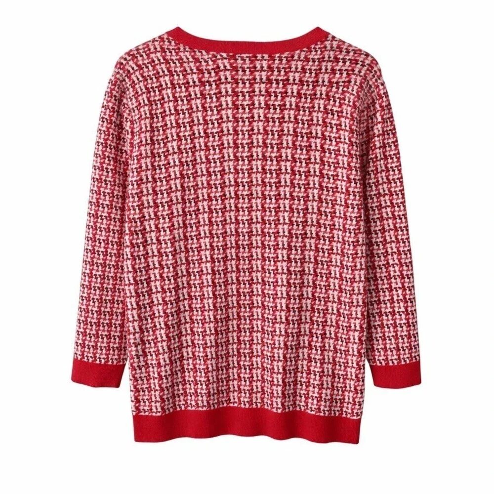 Charter Club Embellished Sweater Red Pearl Trim V Neck Womens Size XXL NWT